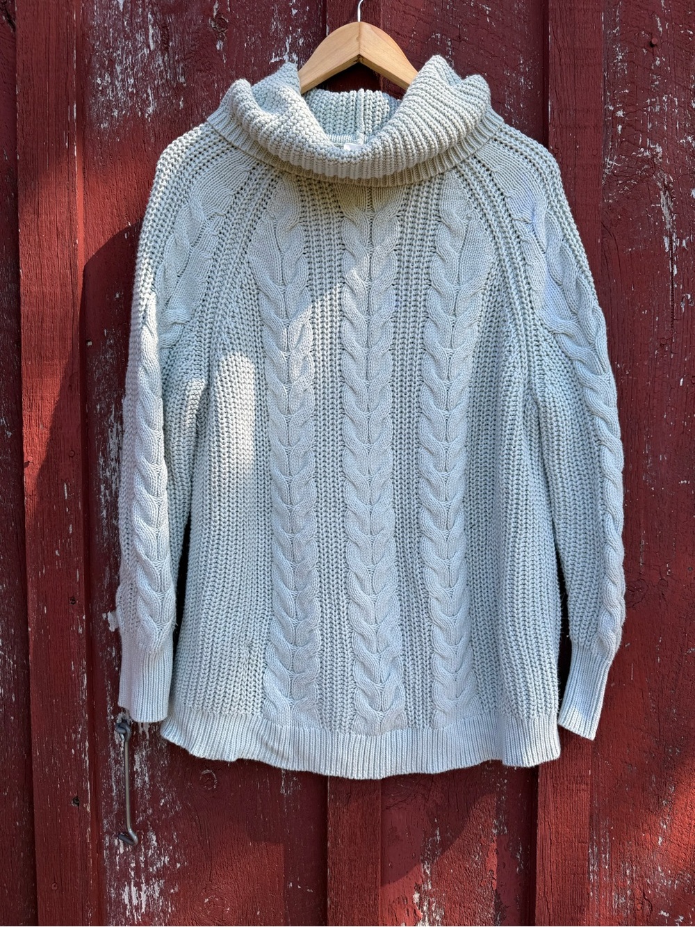 Haven Well Within Women's Blue Cable Knit Cowl Neck Pullover Sweater L